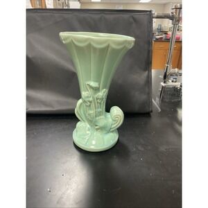 Vintage Shawnee USA Cornucopia Rare Vase 10" Aqua Teal